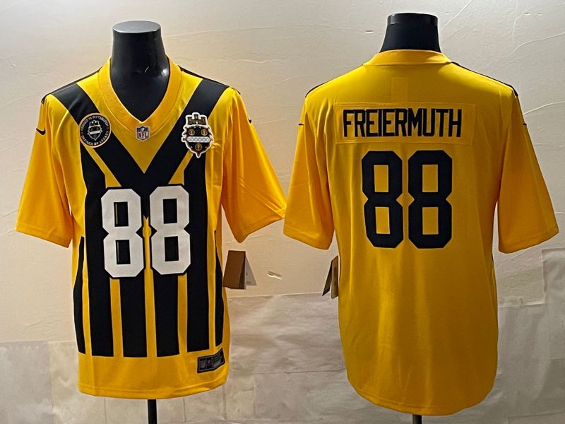 Men 2025 Pittsburgh Steelers 88 Freiermuth Yellow Retro Nike Limited NFL Jersey style 004